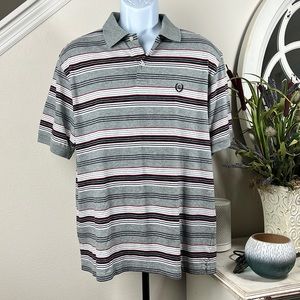 Chaps L Grey Striped Polo
